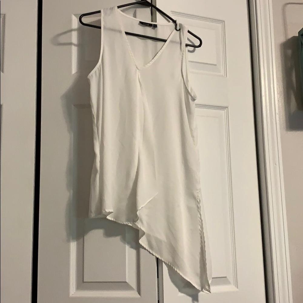Asymmetrical white v-neck top